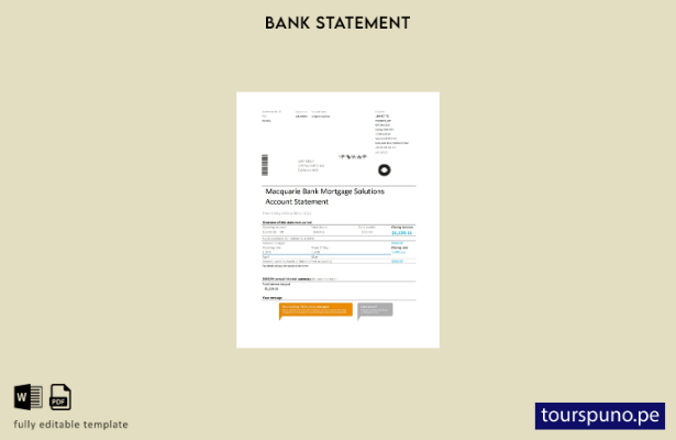 listo para imprimir plantilla de Excel de extracto bancario de Australia Macquir